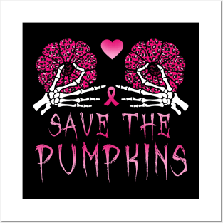 Save Your Pumpkins Leopard Breast Cancer Awareness Halloween Posters and Art